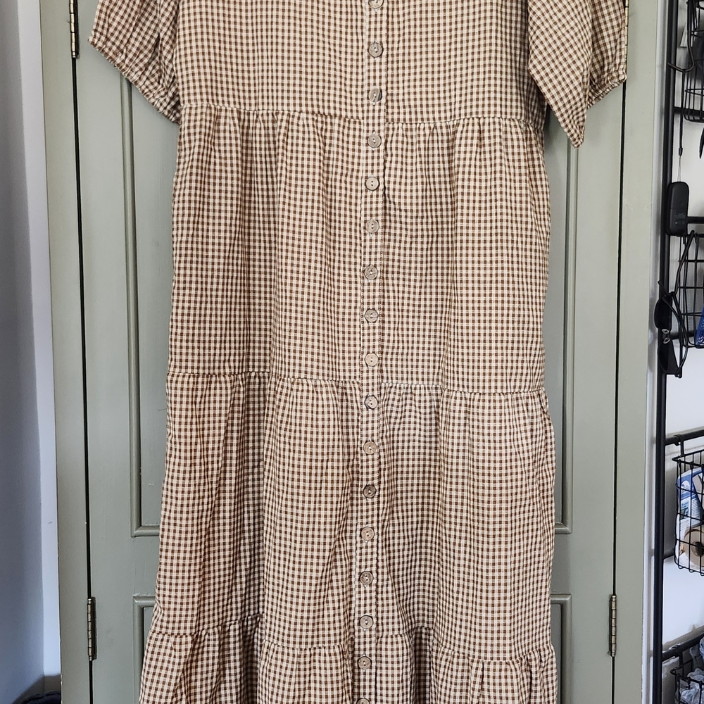 Gingham Button-Down Maxi Dress